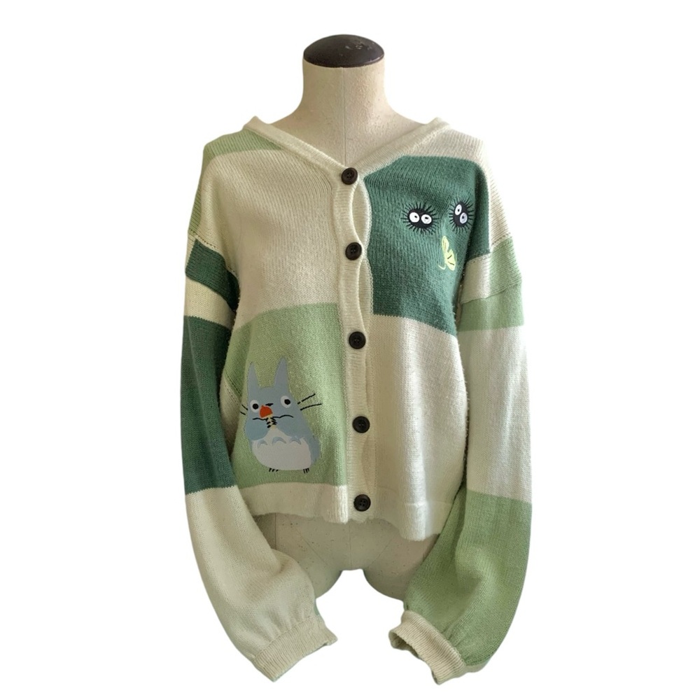 My Neighbor Totoro Studio Ghibli Cardigan Sweater Patchwork Button Up Hottopic